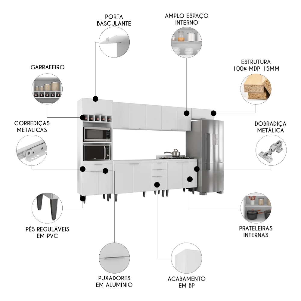 Armário de Cozinha CP06 Para Pia 120cm Pérola Z34 Branco    - Mpozenato