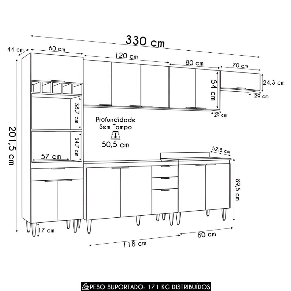 Armário de Cozinha CP06 Para Pia 120cm Pérola Z34 Branco    - Mpozenato