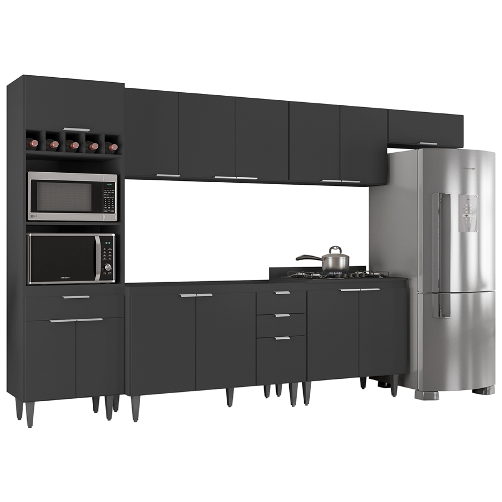 Armário de Cozinha CP06 Para Pia 120cm Pérola Z34 Preto     - Mpozenato