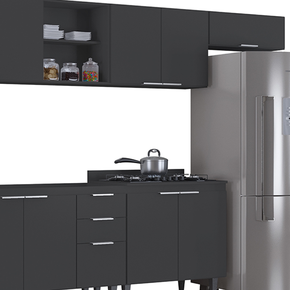 Armário de Cozinha CP06 Para Pia 150cm Pérola Z34 Preto     - Mpozenato