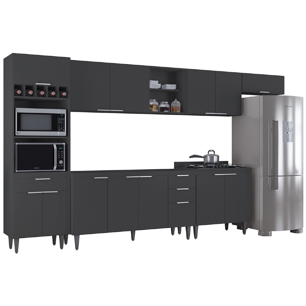 Armário de Cozinha CP06 Para Pia 150cm Pérola Z34 Preto     - Mpozenato