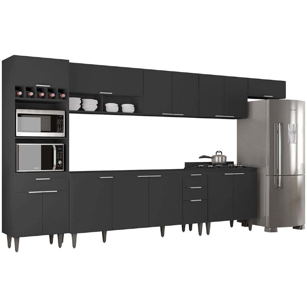 Armário de Cozinha CP06 Para Pia 180cm Pérola Z34 Preto     - Mpozenato