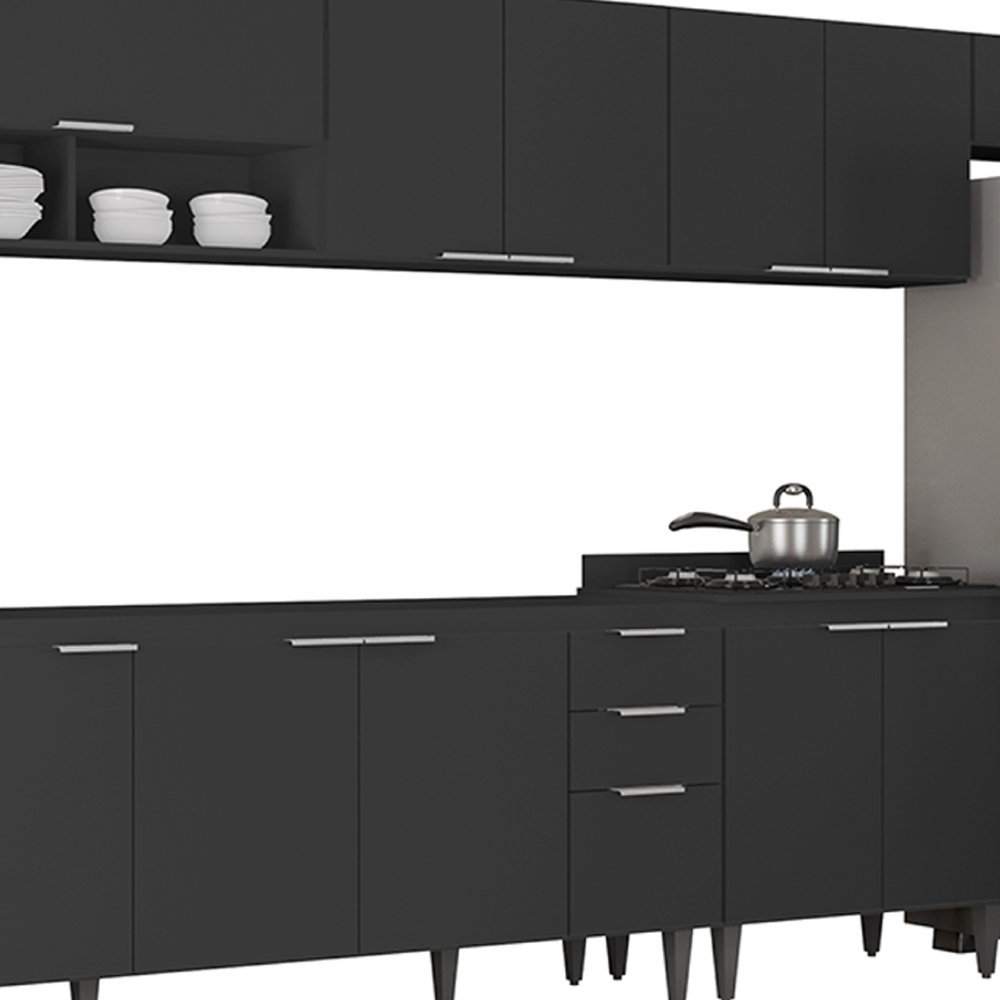 Armário de Cozinha CP06 Para Pia 180cm Pérola Z34 Preto     - Mpozenato