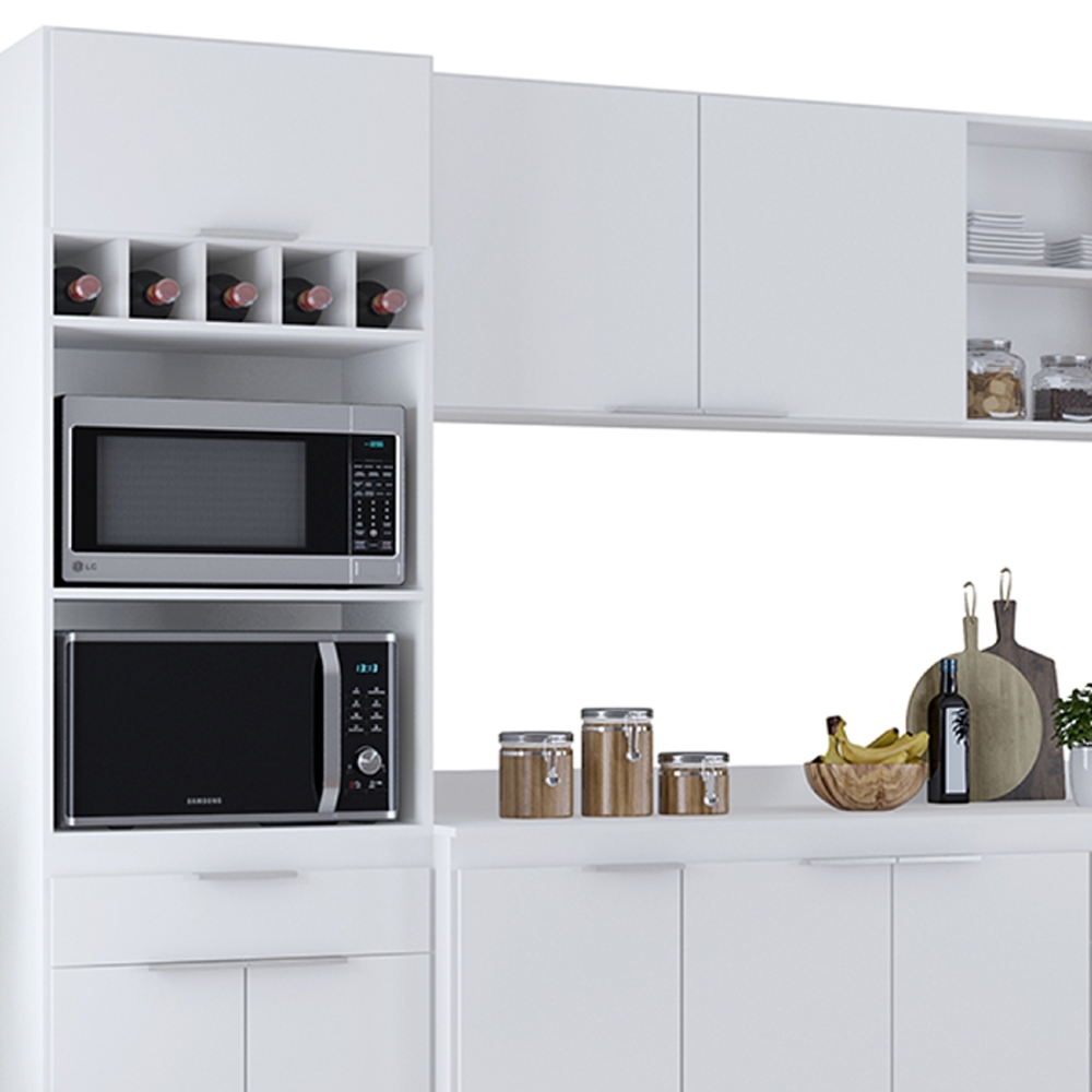 Armário de Cozinha Com Tampo CP06 360cm Pérola Branco Z34     - Mpozenato