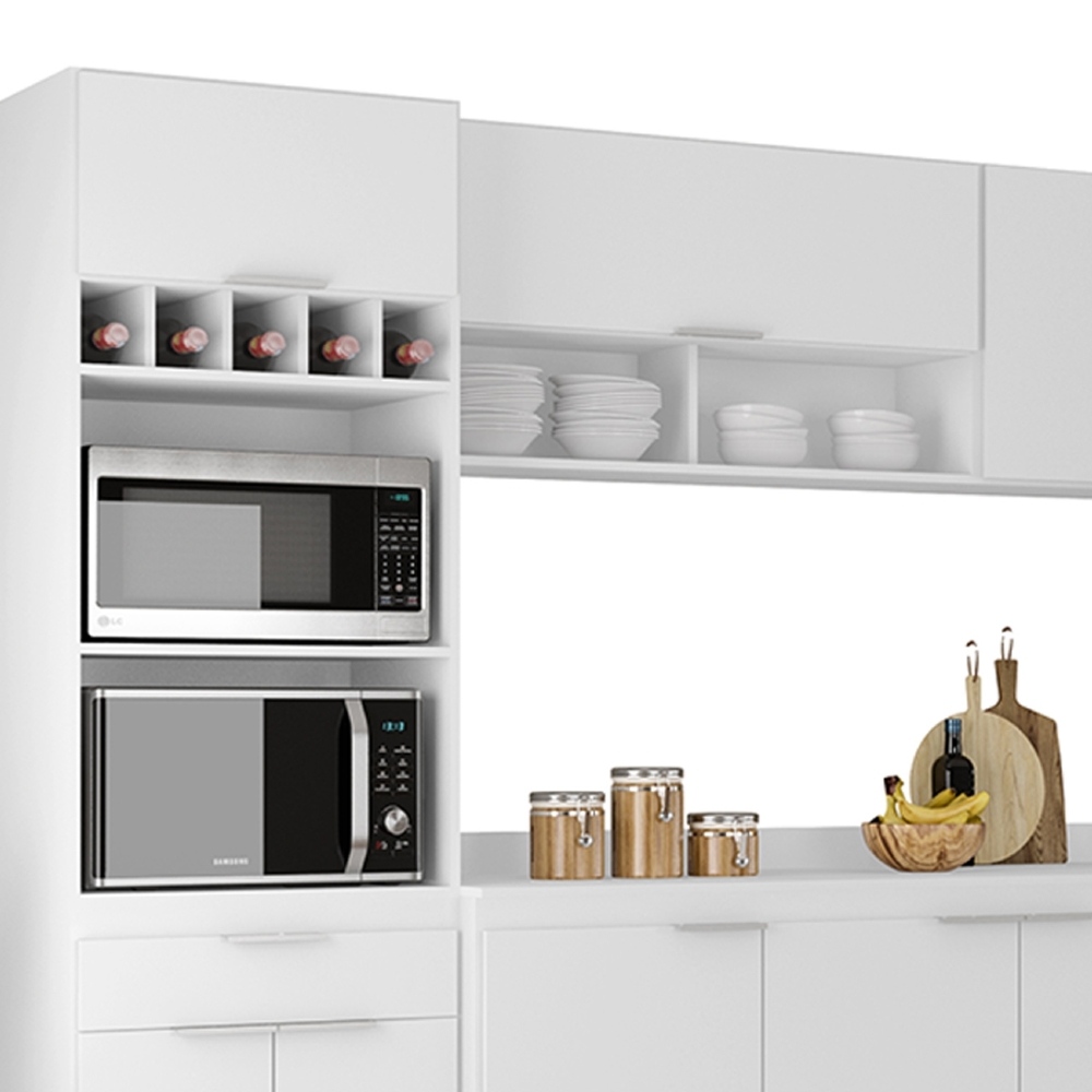 Armário de Cozinha Com Tampo CP06 390cm Pérola Branco Z34     - Mpozenato