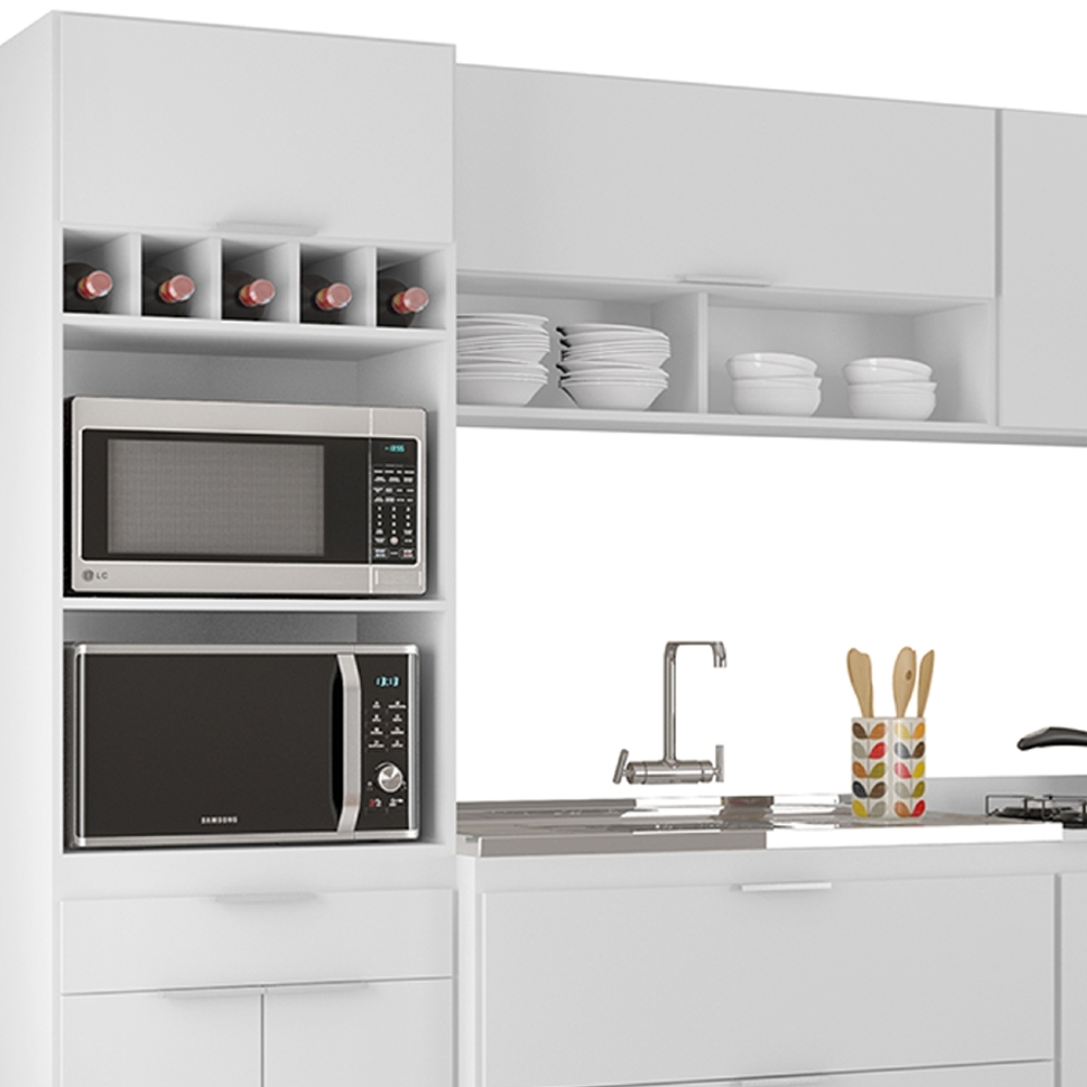 Armário de Cozinha CP06 Com Pia 100cm Pérola Z34 Branco     - Mpozenato