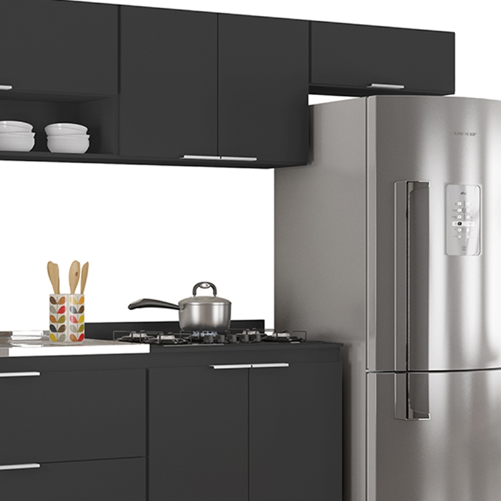 Armário de Cozinha CP06 Com Pia 100cm Pérola Z34 Preto      - Mpozenato