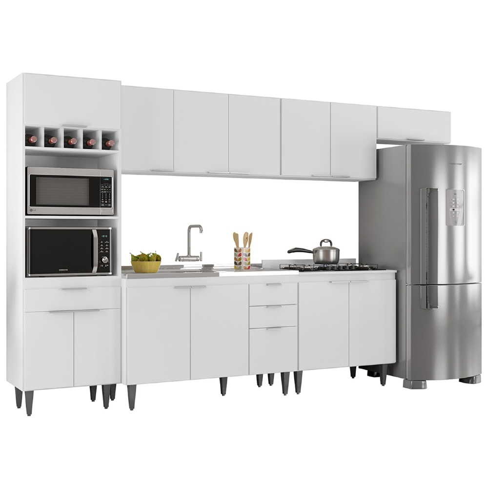 Armário de Cozinha CP06 Com Pia 120cm Pérola Z34 Branco     - Mpozenato