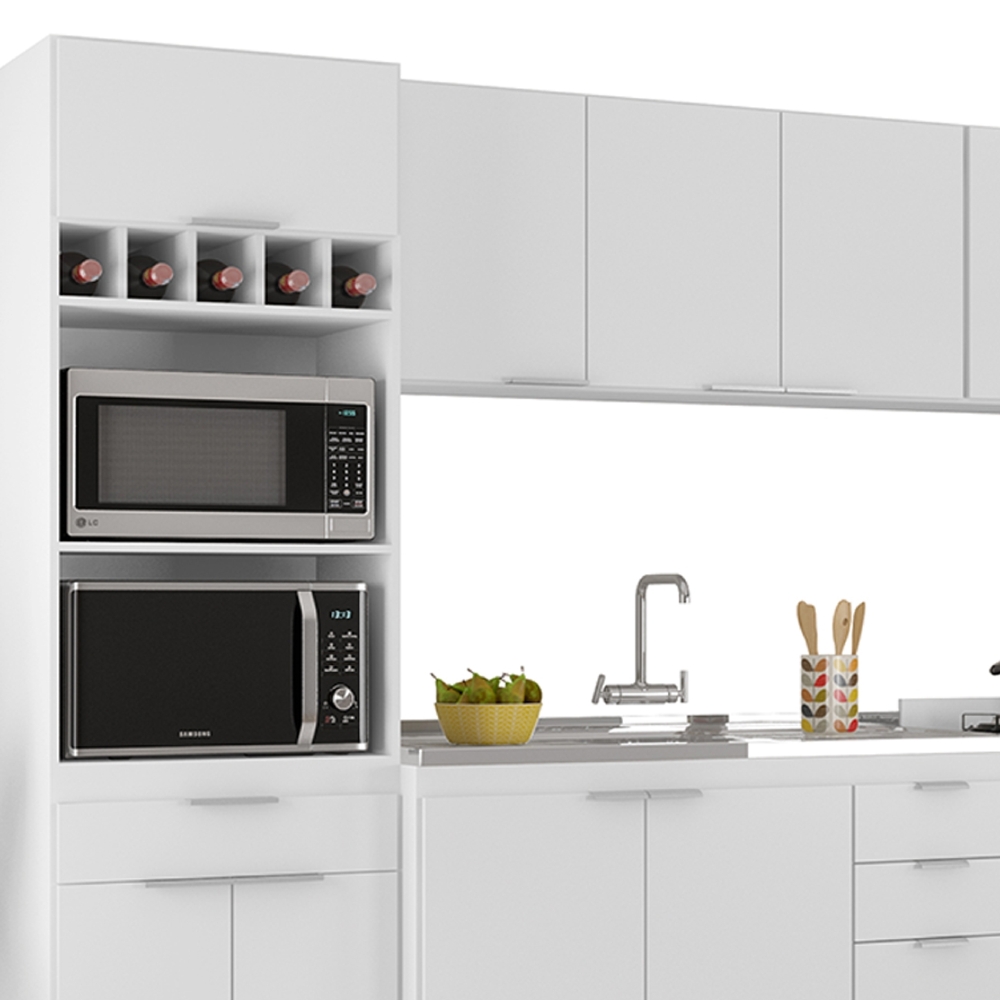 Armário de Cozinha CP06 Com Pia 120cm Pérola Z34 Branco     - Mpozenato