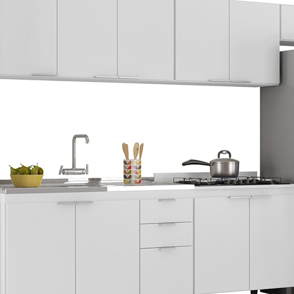 Armário de Cozinha CP06 Com Pia 120cm Pérola Z34 Branco     - Mpozenato