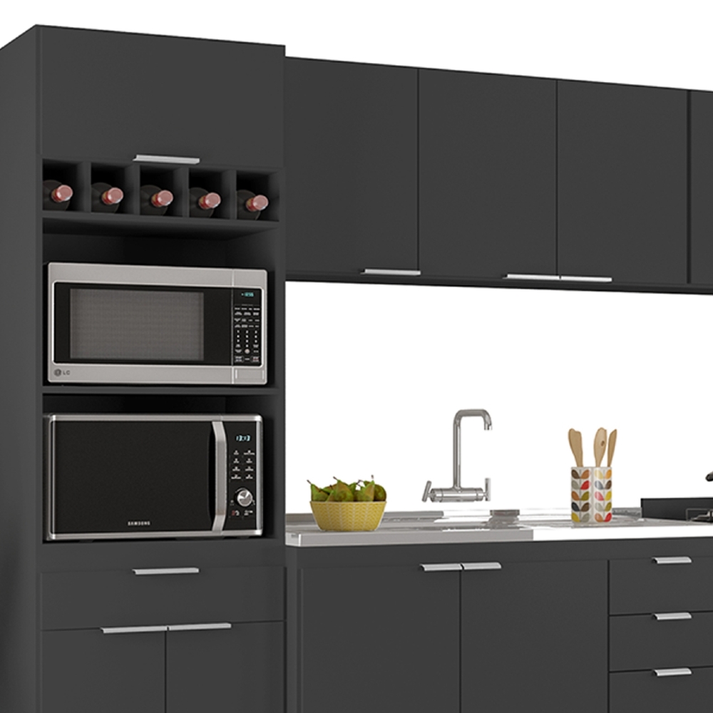 Armário de Cozinha CP06 Com Pia 120cm Pérola Z34 Preto      - Mpozenato