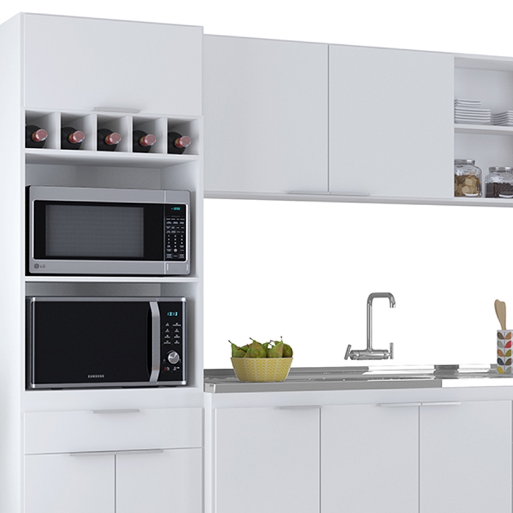 Armário de Cozinha CP06 Com Pia 150cm Pérola Z34 Branco     - Mpozenato