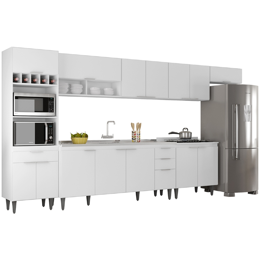 Armário de Cozinha CP06 Com Pia 180cm Pérola Z34 Branco     - Mpozenato