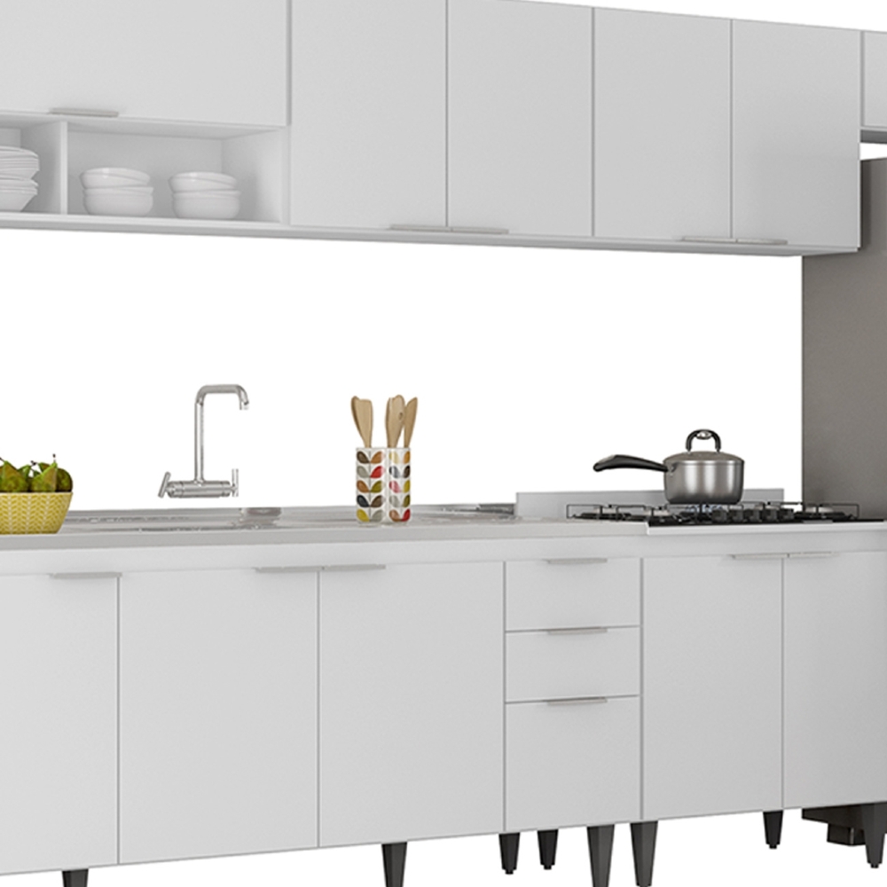 Armário de Cozinha CP06 Com Pia 180cm Pérola Z34 Branco     - Mpozenato