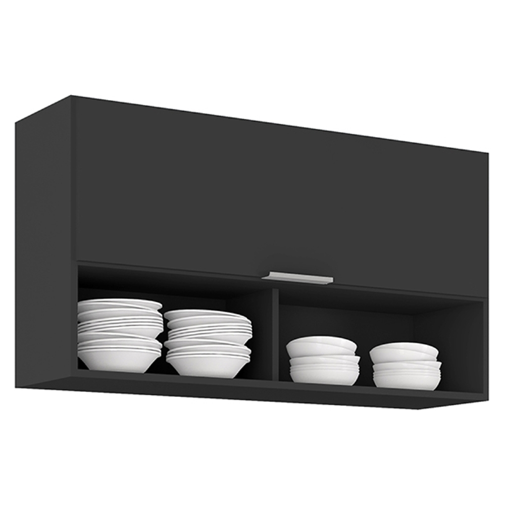 Armário de Cozinha Aéreo 100cm Pérola Z34 Preto             - Mpozenato