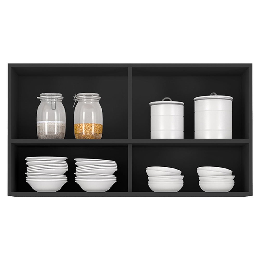 Armário de Cozinha Aéreo 100cm Pérola Z34 Preto             - Mpozenato
