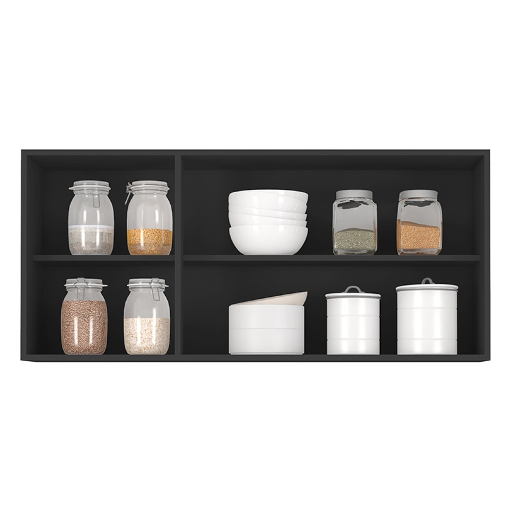 Armário de Cozinha Aéreo 120cm Pérola Z34 Preto             - Mpozenato