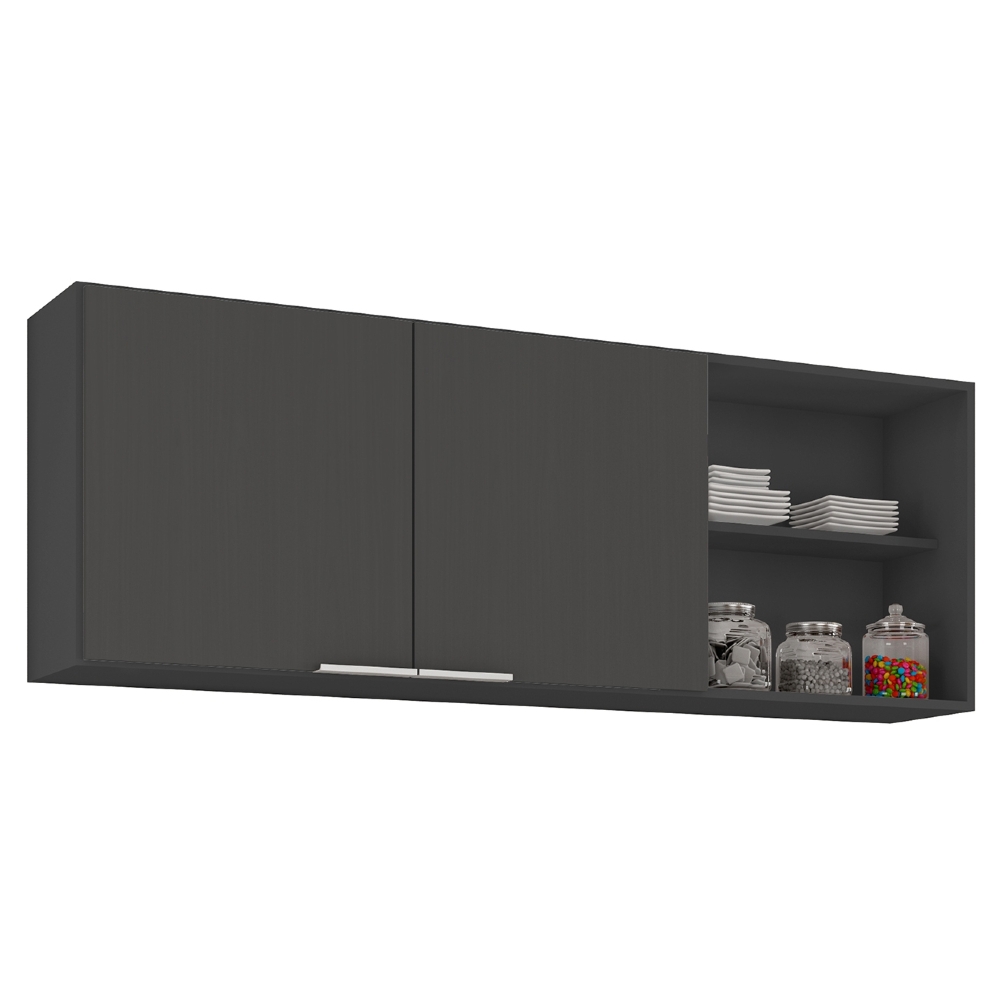 Armário de Cozinha Aéreo 150cm Pérola Z34 Preto             - Mpozenato