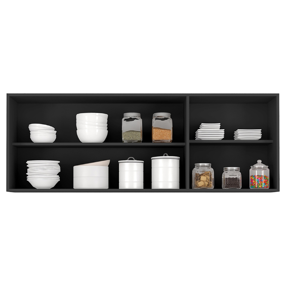 Armário de Cozinha Aéreo 150cm Pérola Z34 Preto             - Mpozenato