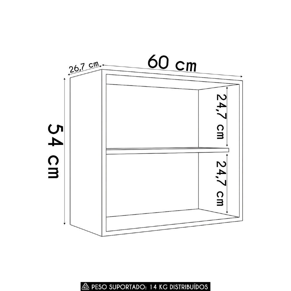Armário de Cozinha Aéreo Nicho 60cm Pérola Z34 Preto        - Mpozenato