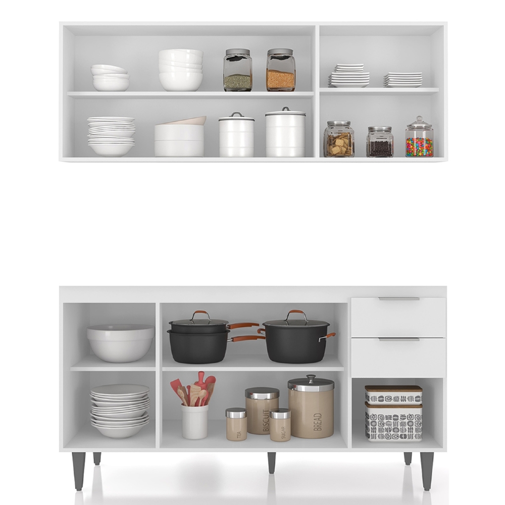 Armário de Cozinha CP01 Com Pia 150cm Pérola Z34 Branco     - Mpozenato