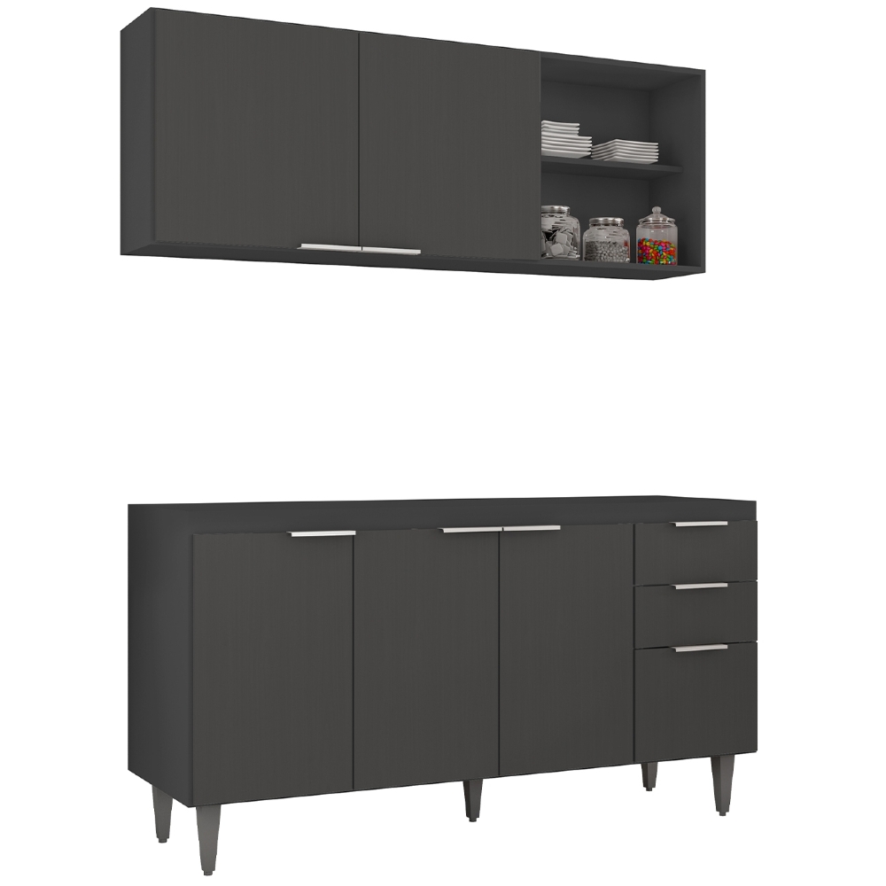 Armário de Cozinha CP01 Para Pia 150cm Pérola Z34 Preto - Mpozenato