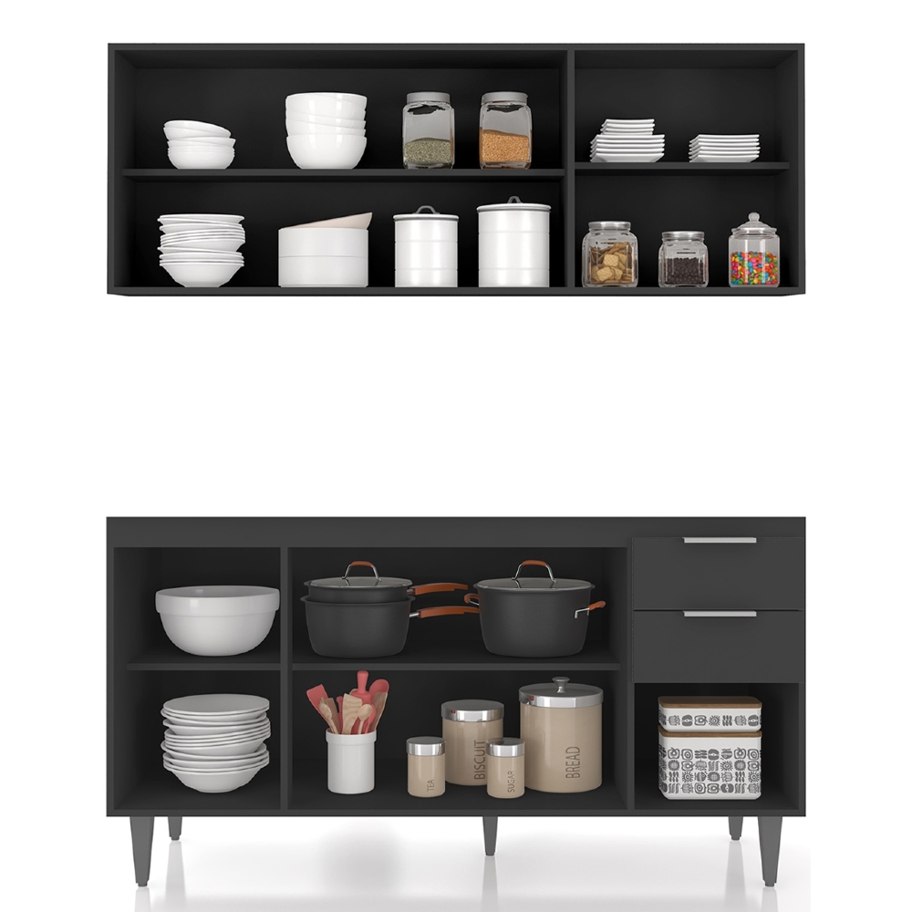 Armário de Cozinha CP01 Para Pia 150cm Pérola Z34 Preto     - Mpozenato