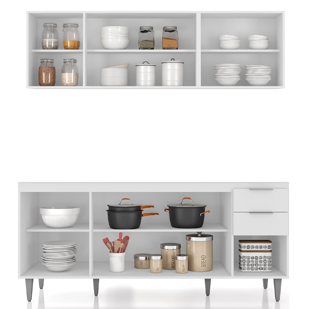 Armário de Cozinha CP10 Com Pia 180cm Pérola Z34 Branco     - Mpozenato