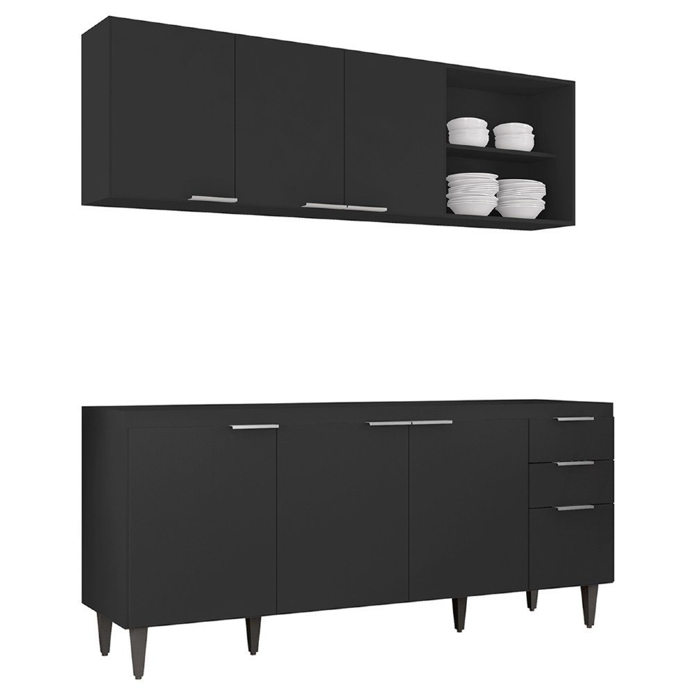 Armário de Cozinha CP10 Para Pia 180cm Pérola Z34 Preto     - Mpozenato