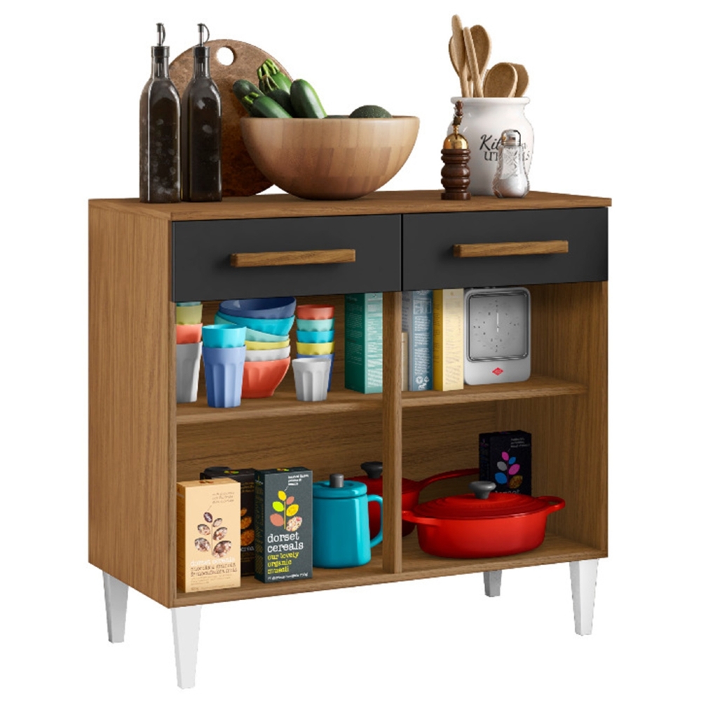 Balcão de Cozinha Com Tampo 91cm Hanna Atacama/Grafite A15   - Mpozenato