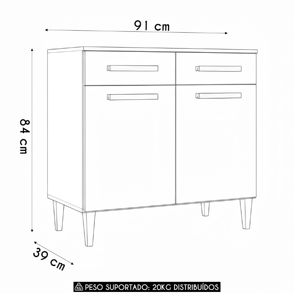 Balcão de Cozinha Com Tampo 91cm Hanna Atacama/Off White A15 - Mpozenato