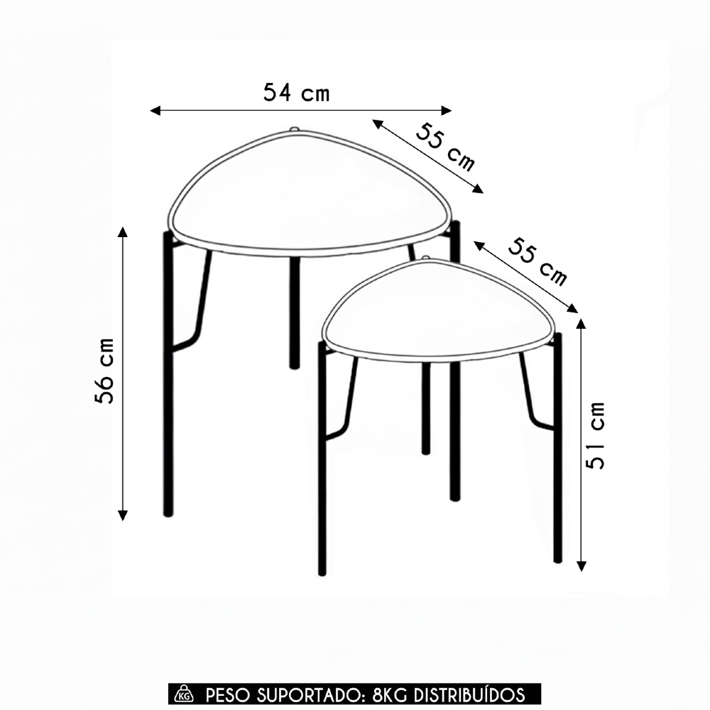 Mesa Lateral Para Sala Pés Metálicos Kit 2 Blen Musgo/Dourado I06 - Mpozenato