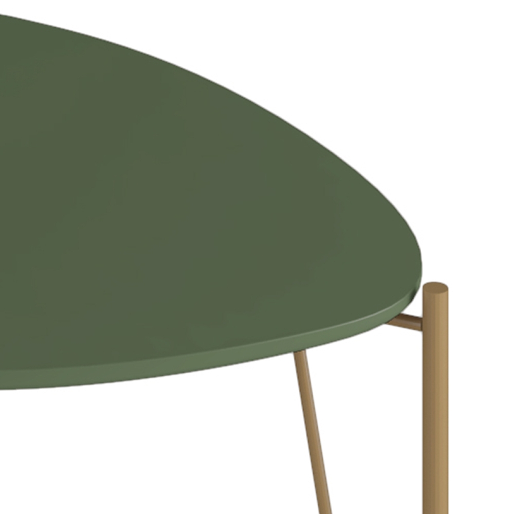 Mesa Lateral Para Sala Pés Metálicos Kit 2 Blen Musgo/Dourado I06 - Mpozenato