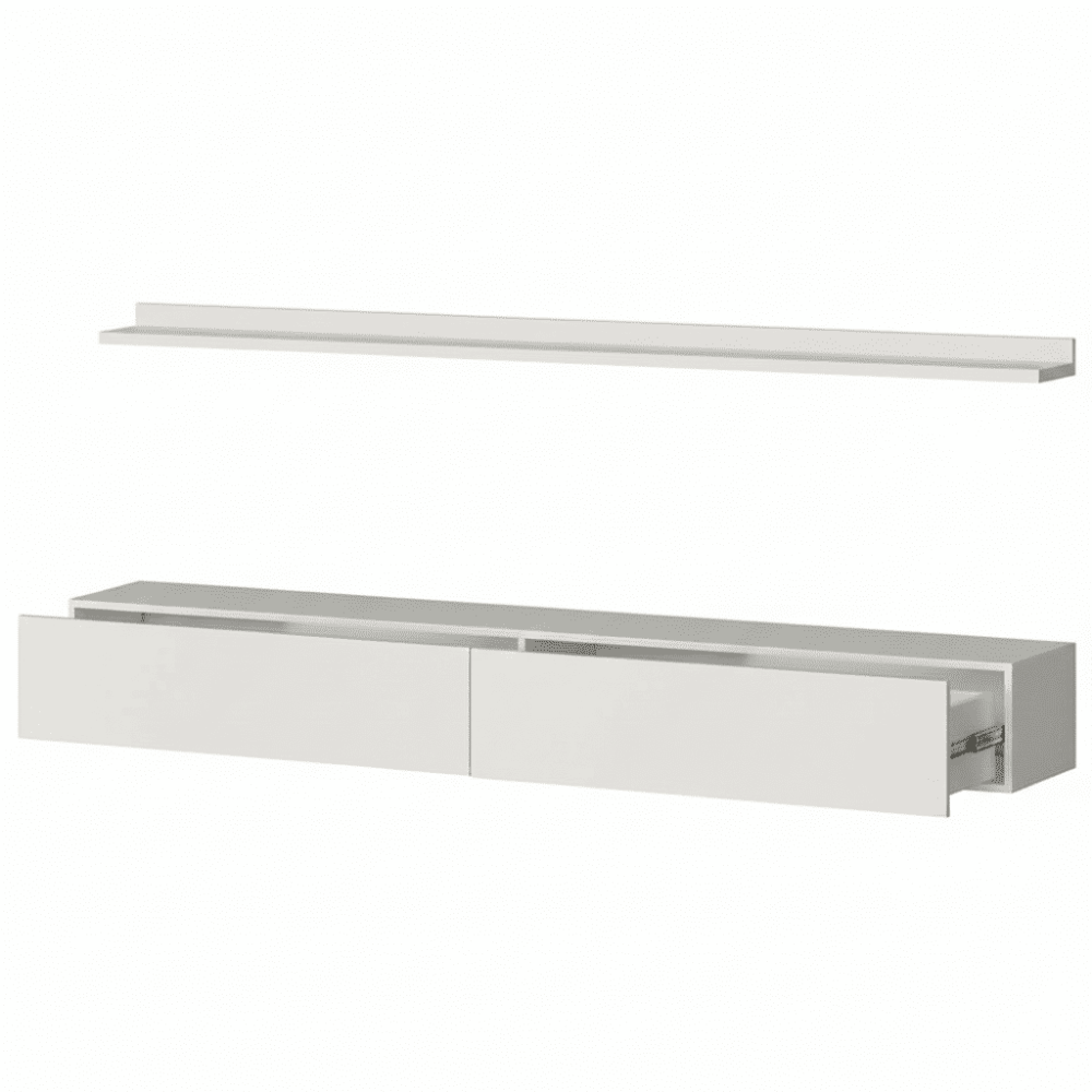 Bancada Suspensa e Prateleira 197cm Slat Z49 Branco - Mpozenato