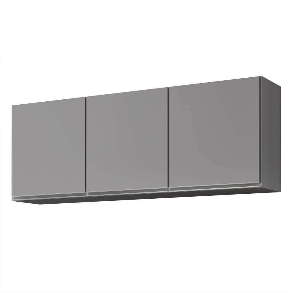 Armário de Cozinha Aéreo 150cm Com 3 Portas Argélia Cinza   - Lumil