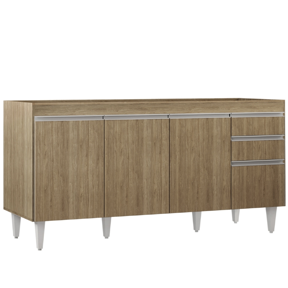 Balcão de Cozinha Para Pia 160cm Sem Tampo Arkansas Castanho - Lumil