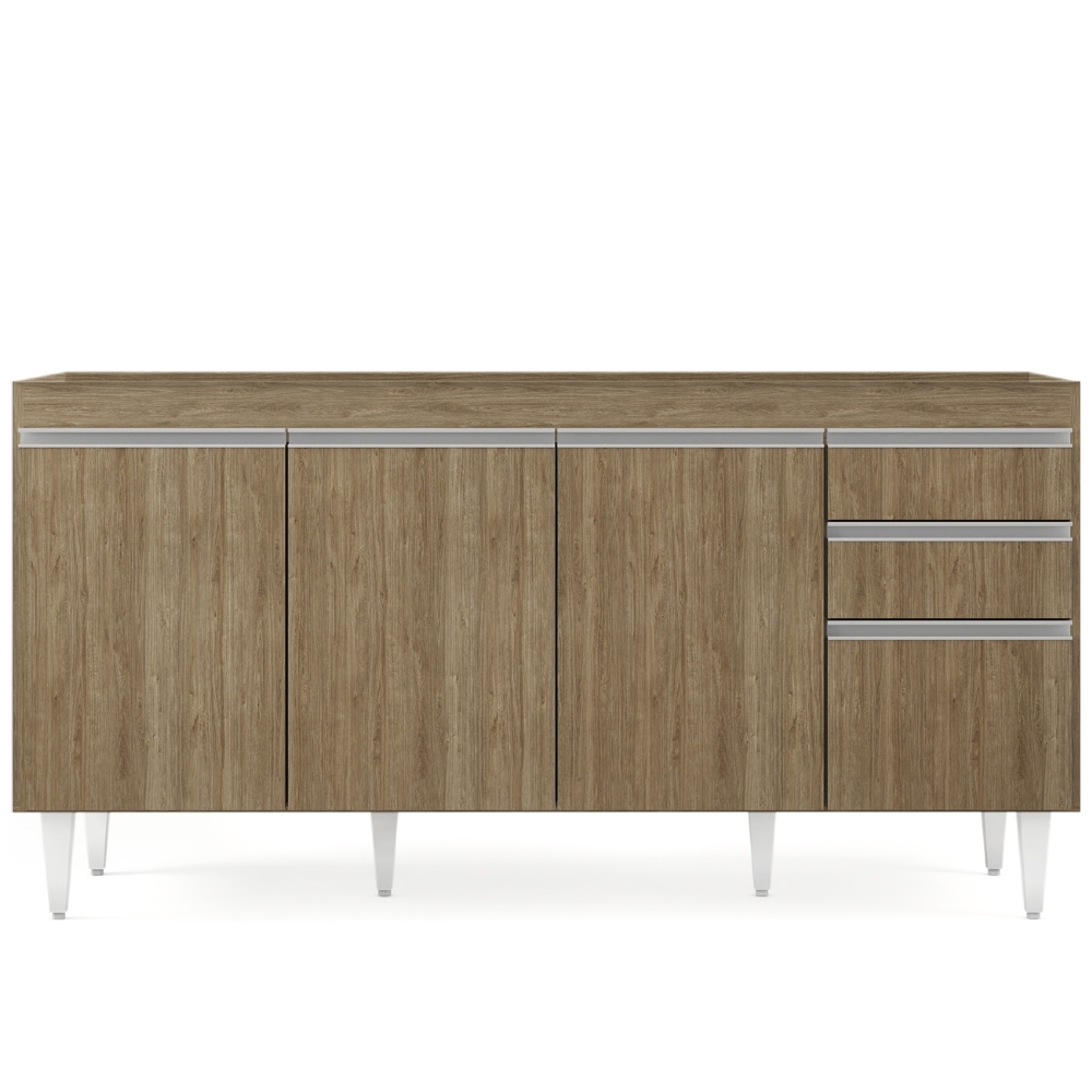 Balcão de Cozinha Para Pia 160cm Sem Tampo Arkansas Castanho - Lumil