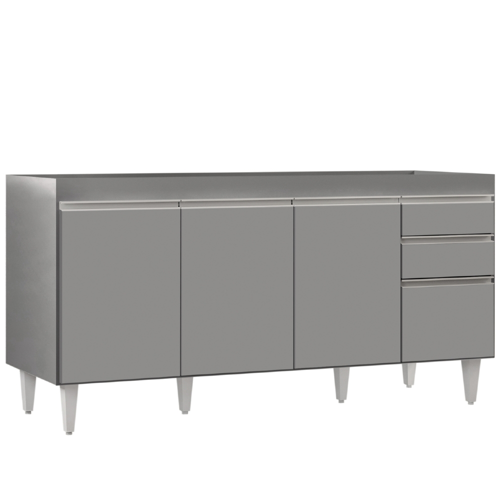 Balcão de Cozinha Para Pia 160cm Sem Tampo Arkansas Cinza   - Lumil