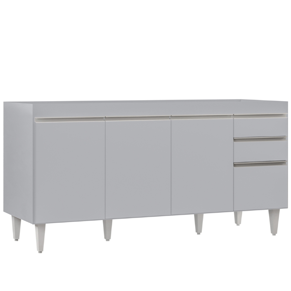 Balcão de Cozinha Para Pia 160cm Sem Tampo Arkansas Cinza Claro - Lumil