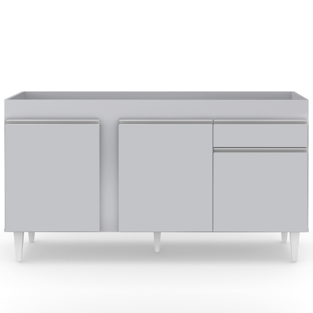 Balcão de Cozinha Para Pia 150cm Sem Tampo Dakota Cinza Claro - Lumil