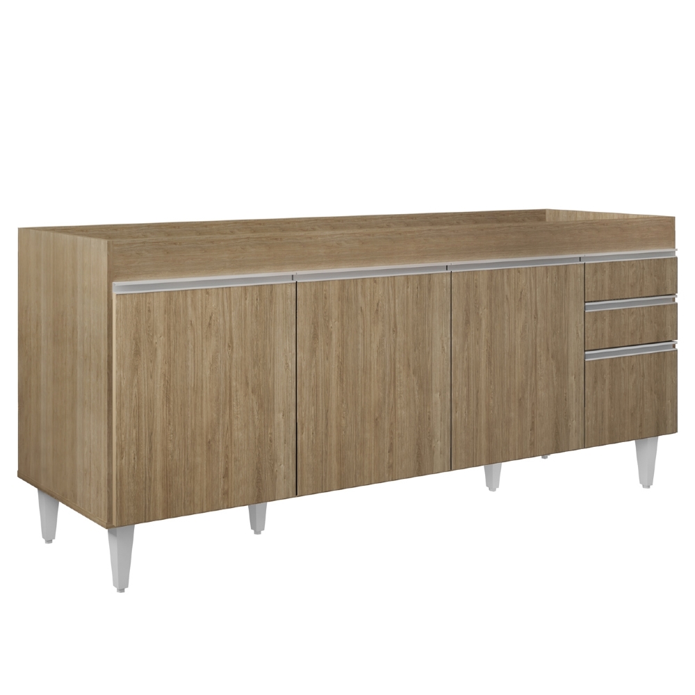 Balcão de Cozinha Para Pia 180cm Sem Tampo Dallas Castanho   - Lumil