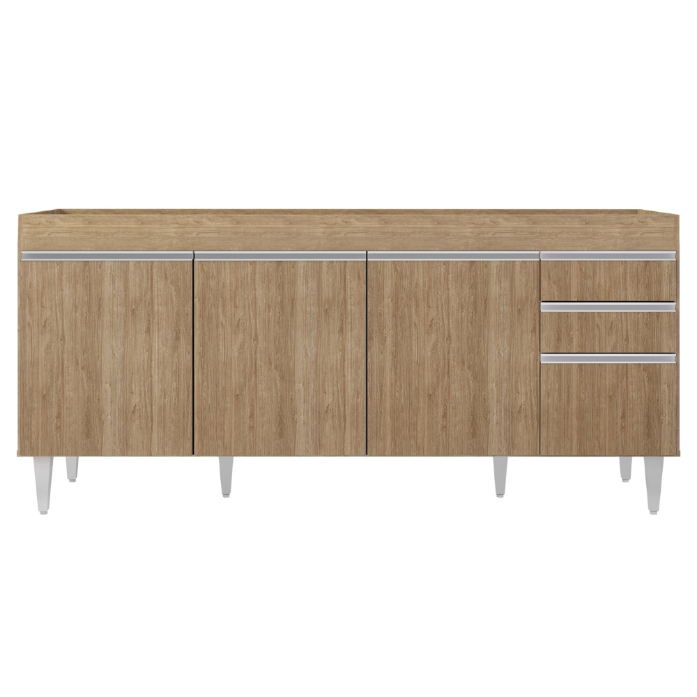 Balcão de Cozinha Para Pia 180cm Sem Tampo Dallas Castanho   - Lumil