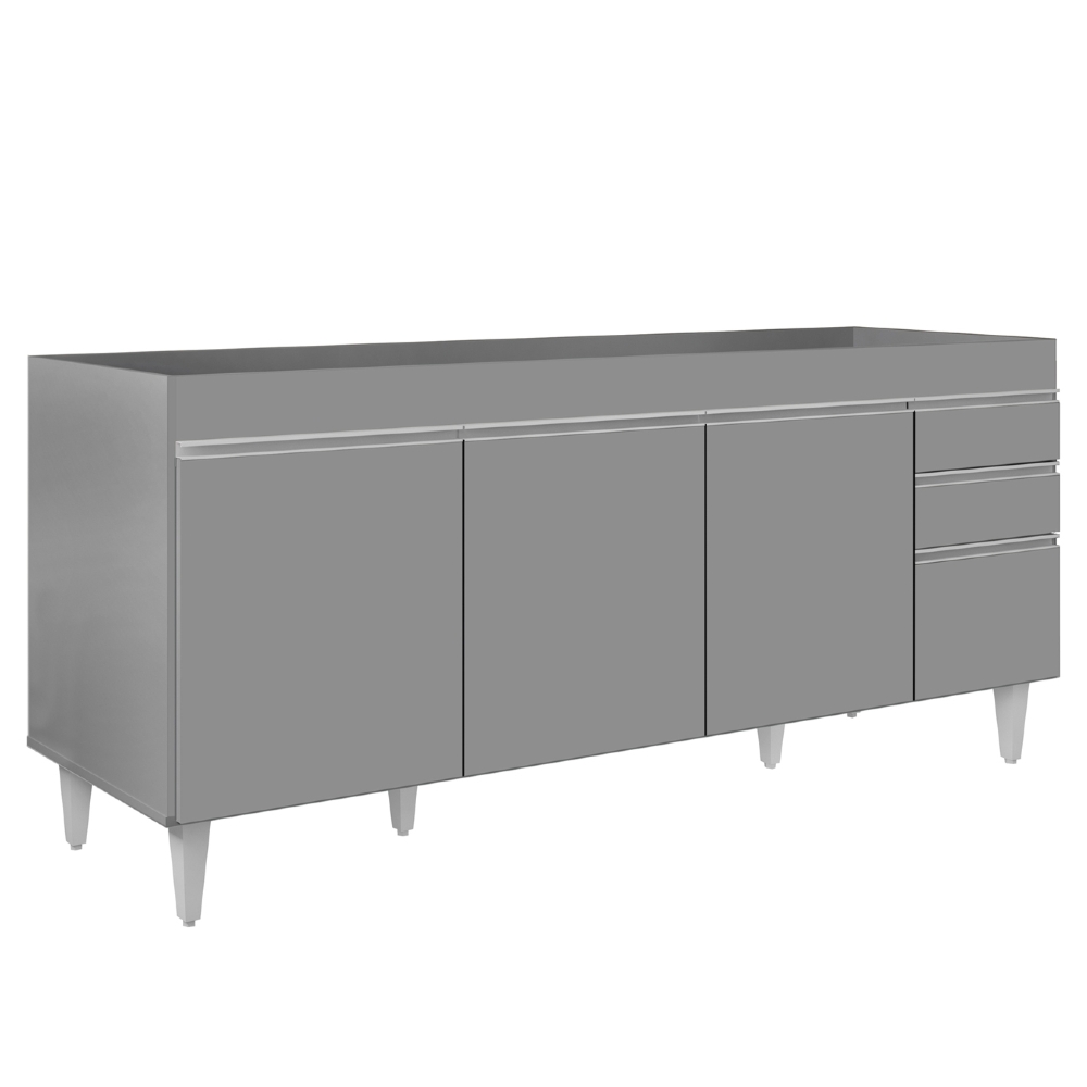 Balcão de Cozinha Para Pia 180cm Sem Tampo Dallas Cinza      - Lumil