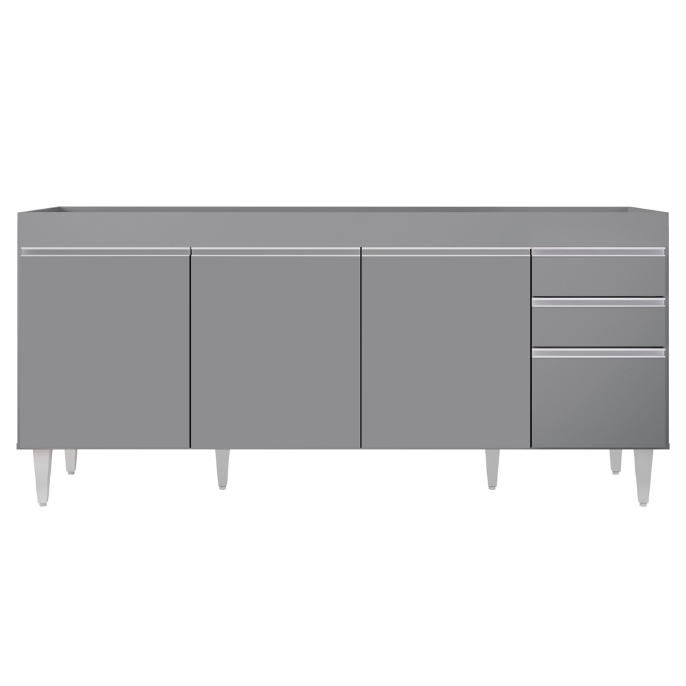 Balcão de Cozinha Para Pia 180cm Sem Tampo Dallas Cinza      - Lumil