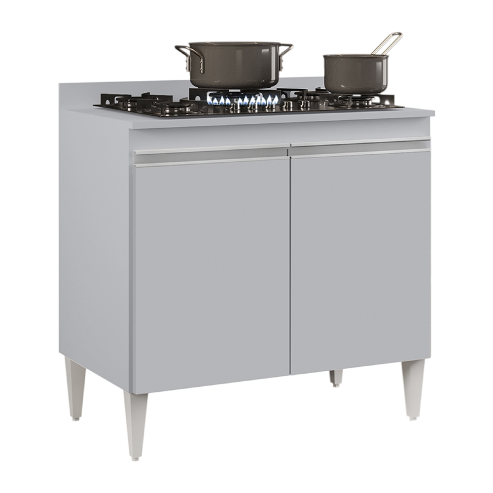 Balcão de Cozinha Para Cooktop 80cm Flórida Cinza Claro     - Lumil