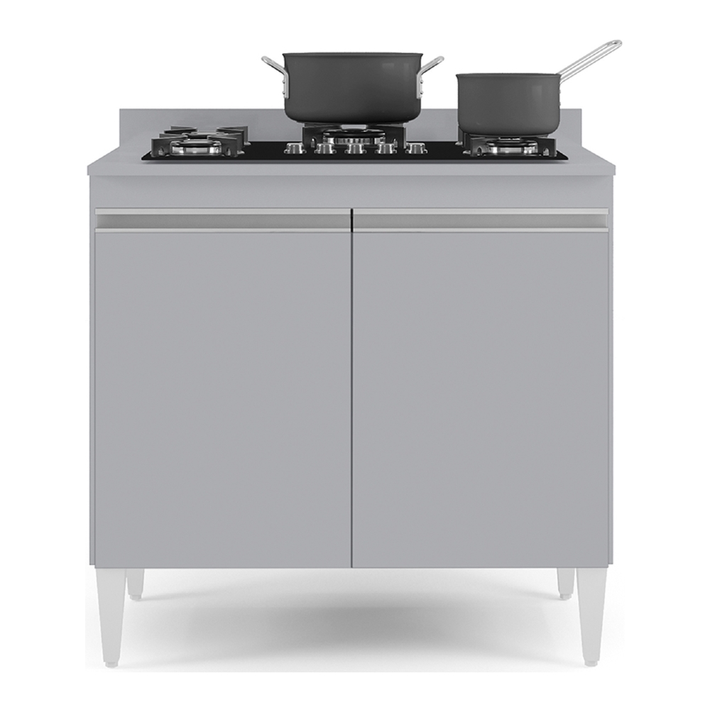 Balcão de Cozinha Para Cooktop 80cm Flórida Cinza Claro     - Lumil
