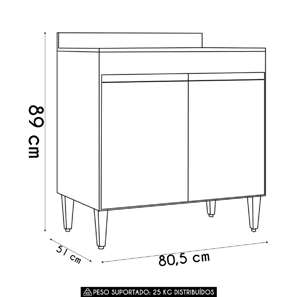 Balcão de Cozinha Para Cooktop 80cm Flórida Cinza Claro     - Lumil