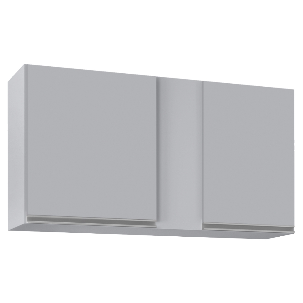 Armário de Cozinha Aéreo 100cm 2 Portas Indiana Cinza Claro - Lumil