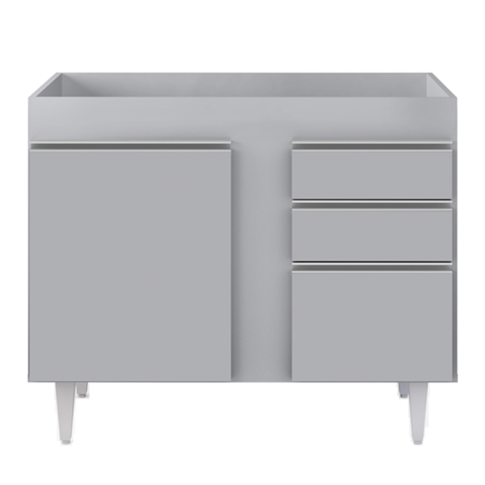 Balcão de Cozinha Para Pia 100cm Sem Tampo Luziania Cinza Claro - Lumil