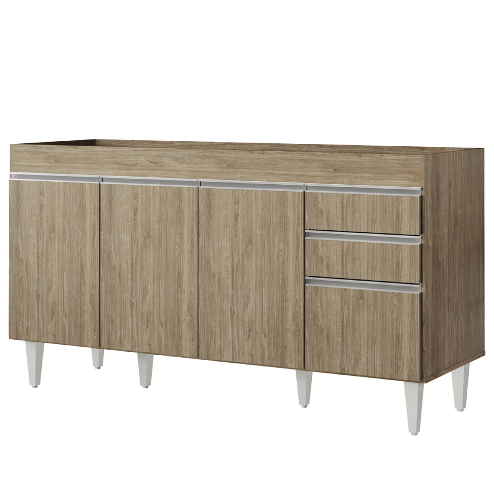 Balcão de Cozinha Para Pia 150cm Sem Tampo Marrocos Castanho - Lumil